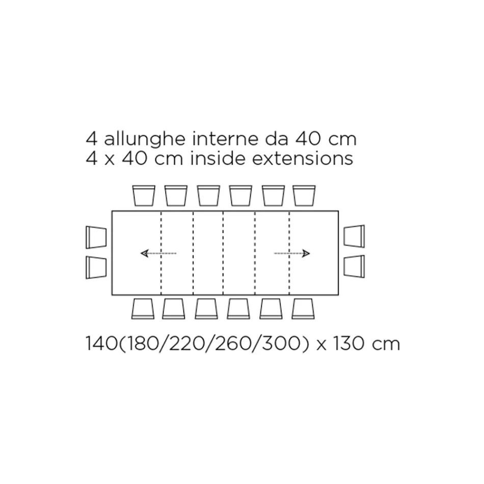 Mesa com Extensões Internas e Borda Dobrável em Laminado Fabricado na Itália - Gordito Viadurini