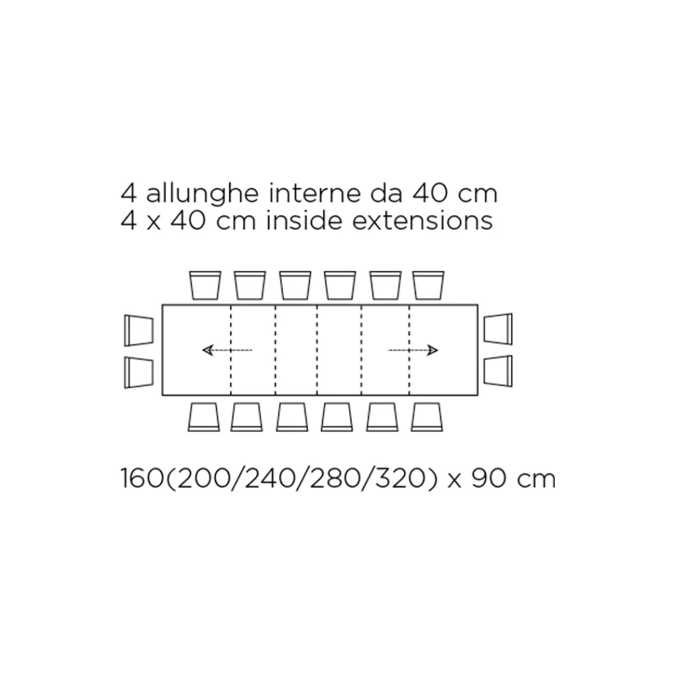 Mesa com Extensões Internas e Borda Dobrável em Laminado Fabricado na Itália - Gordito Viadurini