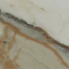 Mesa com Base em Madeira e Tampo em Cerâmica Calacatta Hermitage - Infinity Viadurini