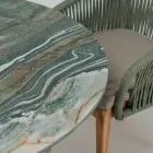 Mesa com Tampo de Cerâmica e Base de Teca Fabricada na Itália - Capacete Viadurini