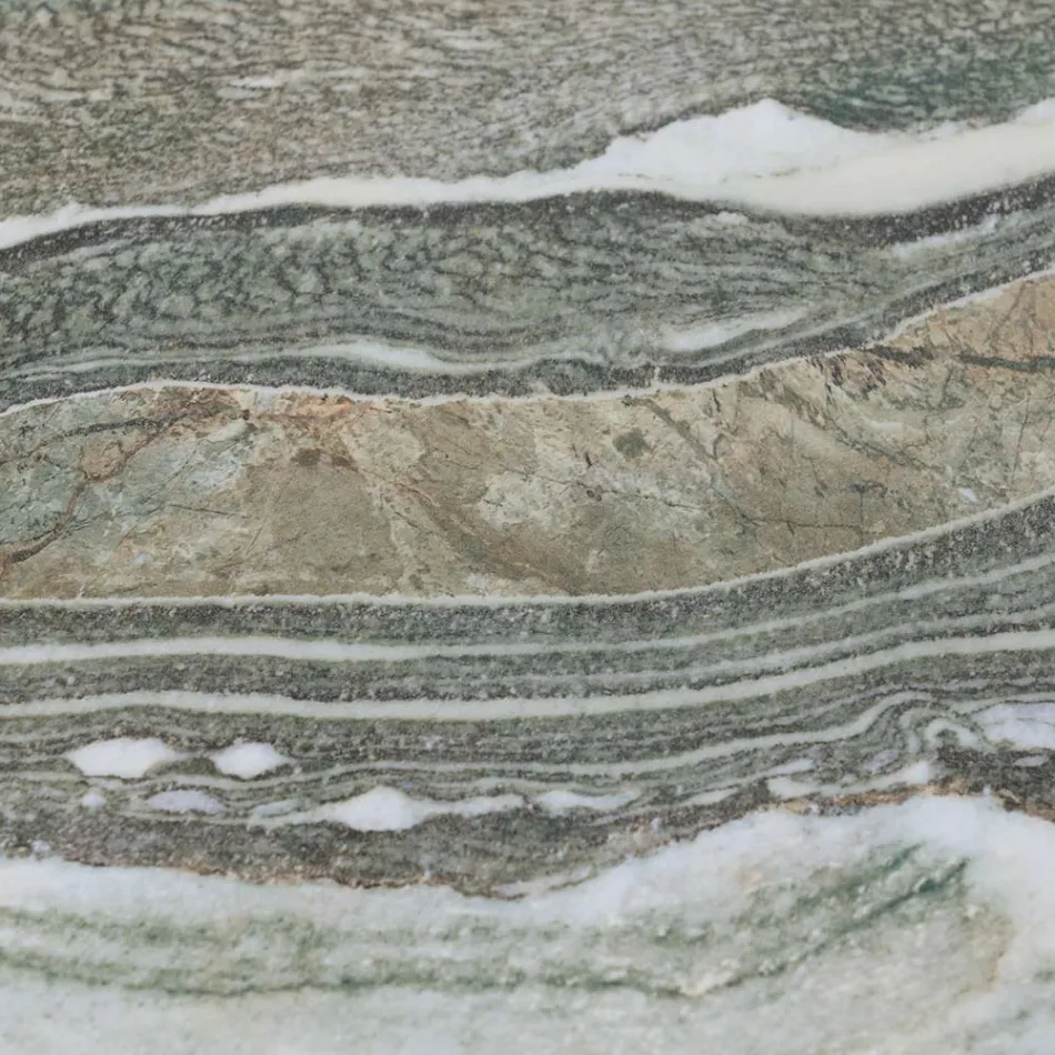 Mesa com Tampo de Cerâmica e Base de Teca Fabricada na Itália - Capacete Viadurini