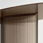 Mesa com Tampo de Vidro Oval e Base de Vidro Fundido e Metal - Foglietto Viadurini