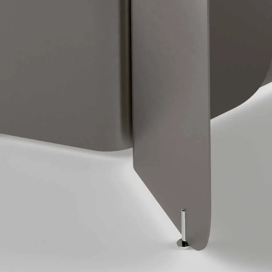 Mesa com tampo de vidro moldado e base metálica curva - Piacere Viadurini