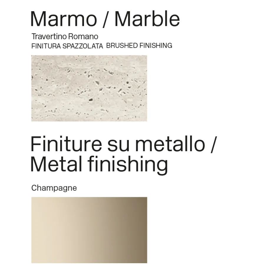 Mesa Lunaria com tampo de mármore e base de metal, fabricada na Itália. Viadurini