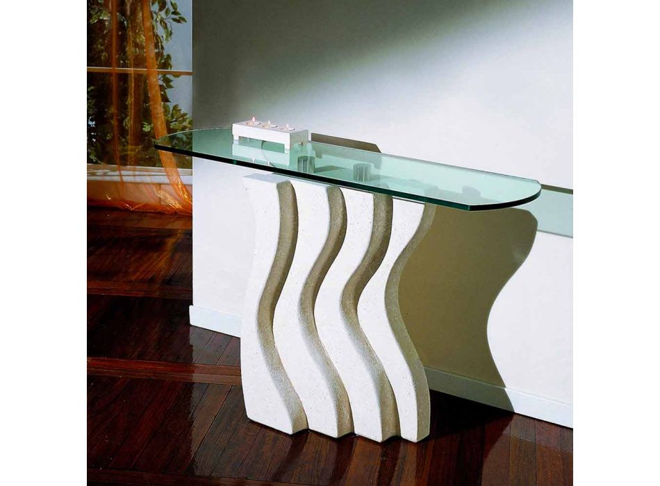 Pedra de design contemporâneo e mesa de console de cristal Ciril Viadurini