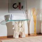 Dios design contemporâneo pedra e mesa de console de cristal Viadurini