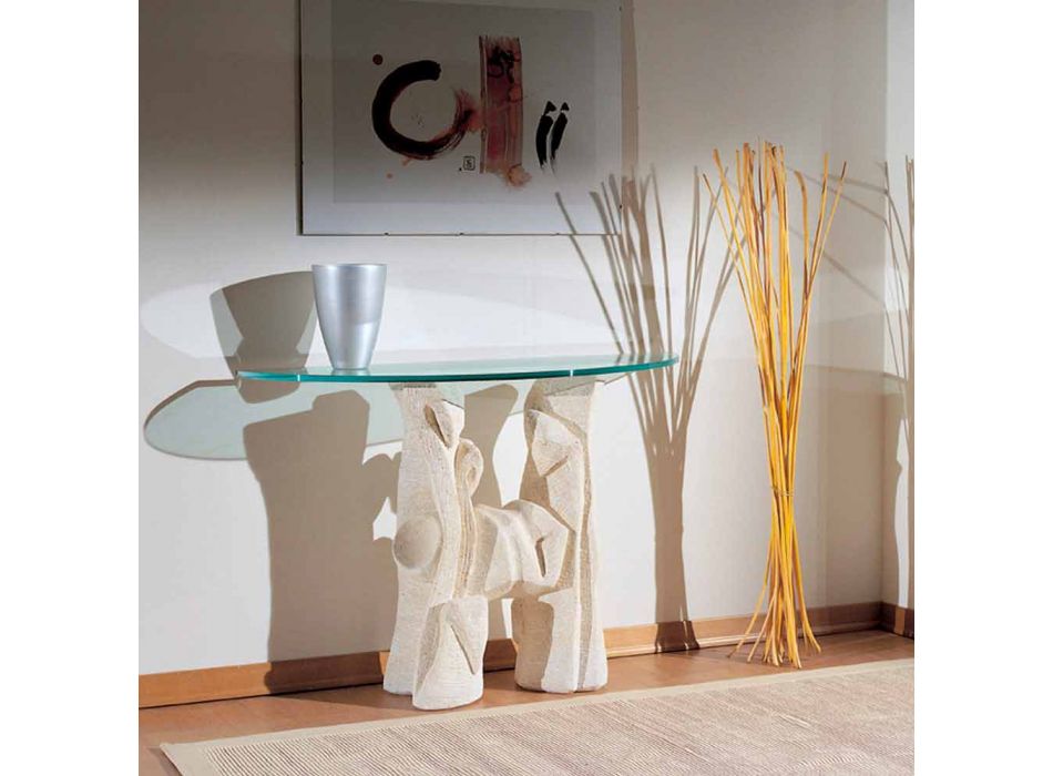 Dios design contemporâneo pedra e mesa de console de cristal Viadurini