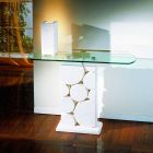 Contemporânea Hosios pedra de design contemporâneo e mesa de cristal Viadurini