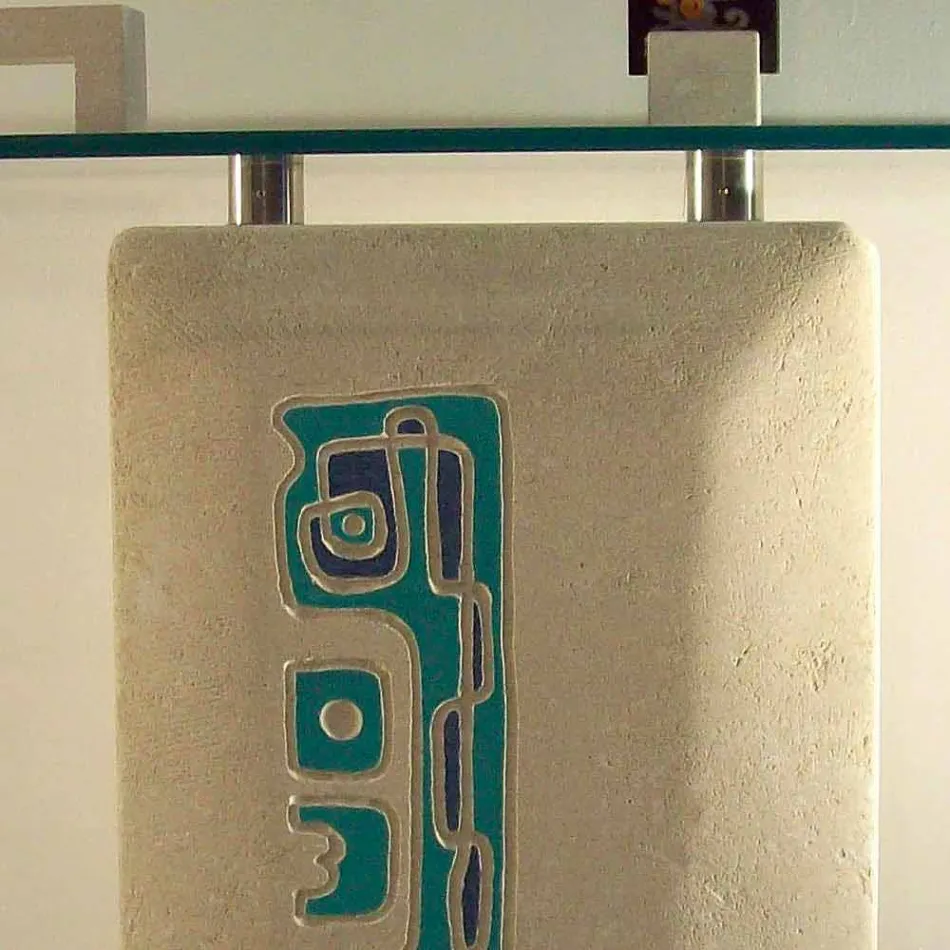 Mesa de console retangular de pedra e cristal de design Soter Viadurini