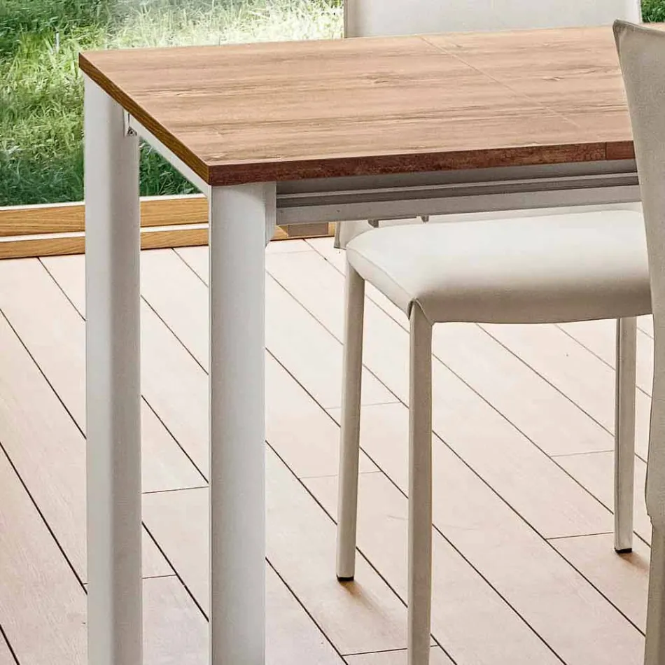 Mesa extensível de cozinha até 240 cm Efeito de madeira Fabricado na Itália - Maltês Viadurini