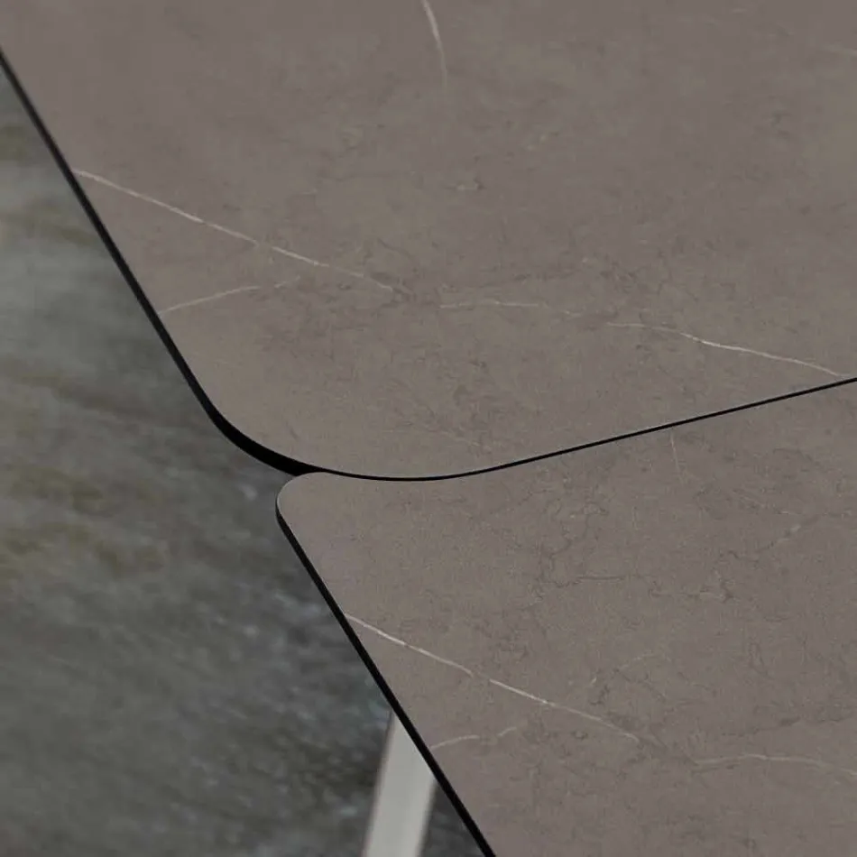 Mesa extensível de cozinha até 280 cm Efeito de mármore Fabricado na Itália - Pinóquio Viadurini