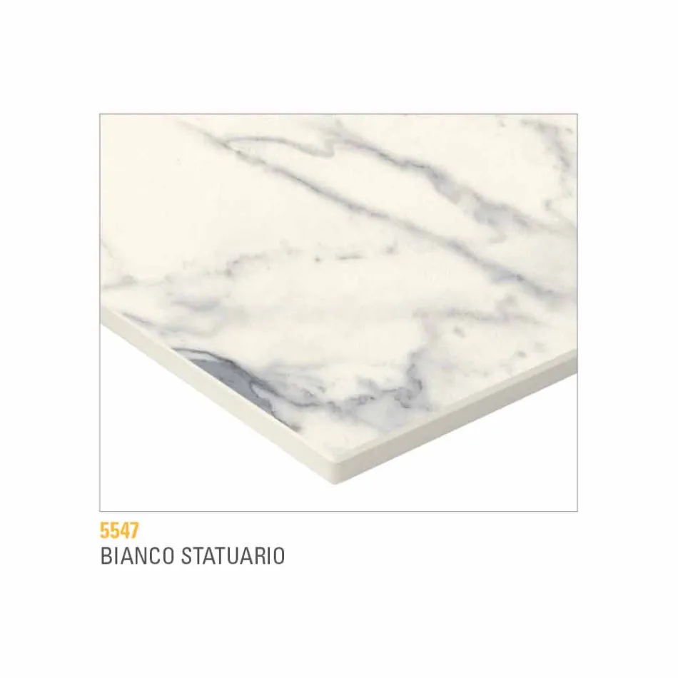 Mesa extensível de cozinha até 280 cm Efeito de mármore Fabricado na Itália - Pinóquio Viadurini