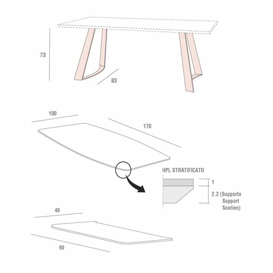 Mesa extensível de cozinha até 280 cm Efeito de mármore Fabricado na Itália - Pinóquio Viadurini