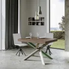 Mesa de cozinha extensível até 440 cm em madeira e ferro Made in Italy - Lennon Viadurini