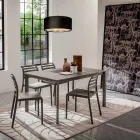 Mesa de cozinha com tampo em melamina e base de metal Made in Italy - Spilla Viadurini