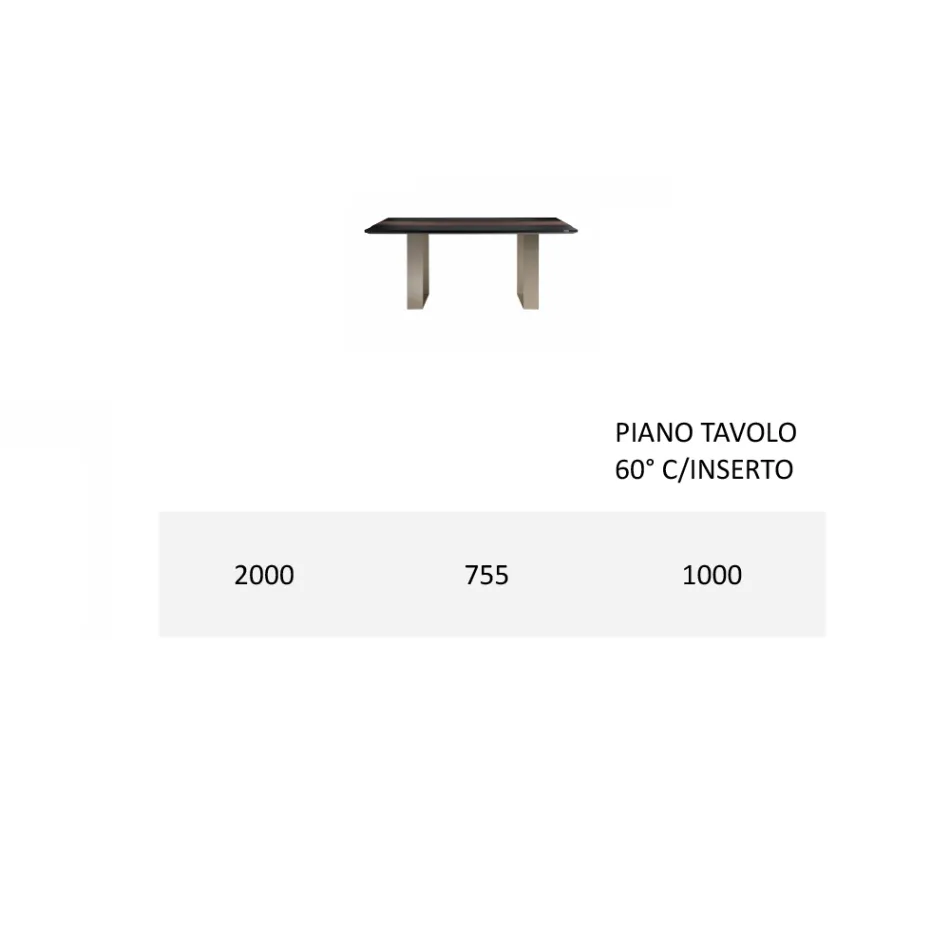 Mesa de Cozinha Mdf com Inserção de Madeira Maciça Made in Italy - Tusco Viadurini
