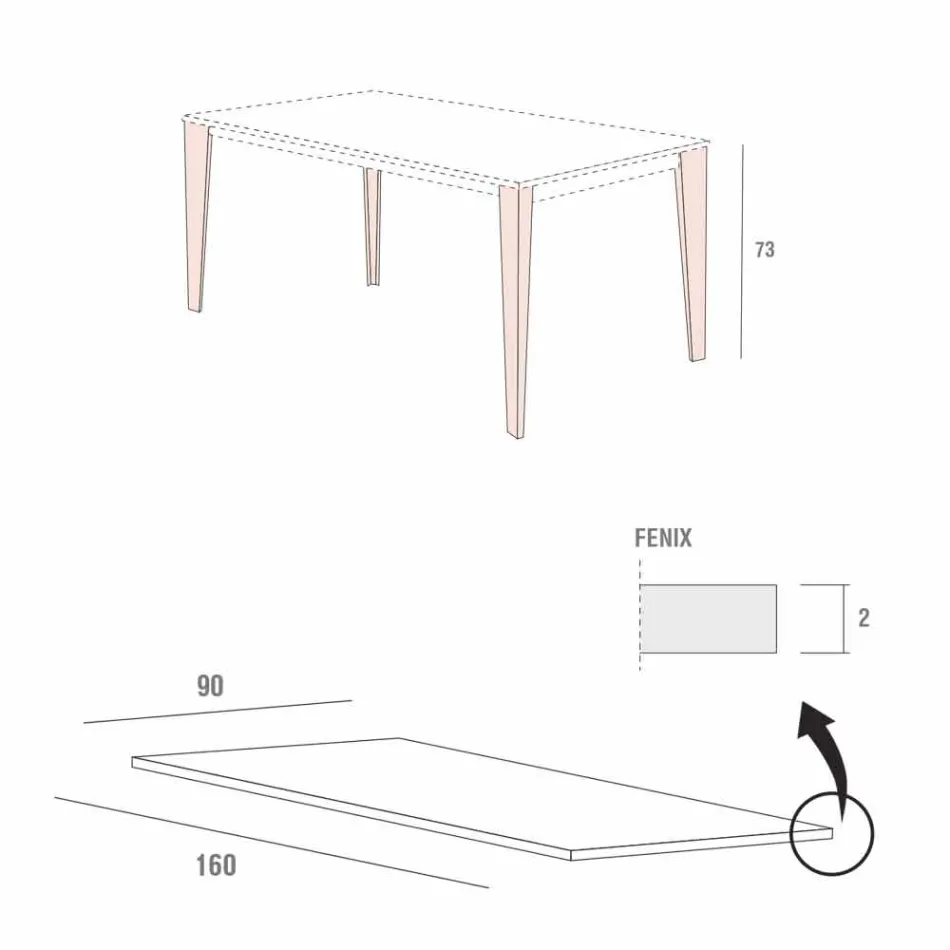 Mesa de Cozinha em Metal Pintado com Tampo em Fenix Made in Italy - Efisto Viadurini