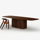 Mesa de vidro de 300 cm com base de metal, fabricada na Itália - Design Lunaria Viadurini