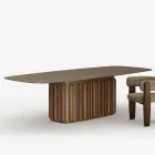 Mesa de vidro de 300 cm com base de metal, fabricada na Itália - Design Lunaria Viadurini
