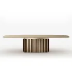 Mesa de vidro de 300 cm com base de metal, fabricada na Itália - Design Lunaria Viadurini