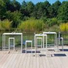 Mesa de Bar Quadrada de Metal Pintada para Exterior, fabricada em Itália - Fada Viadurini