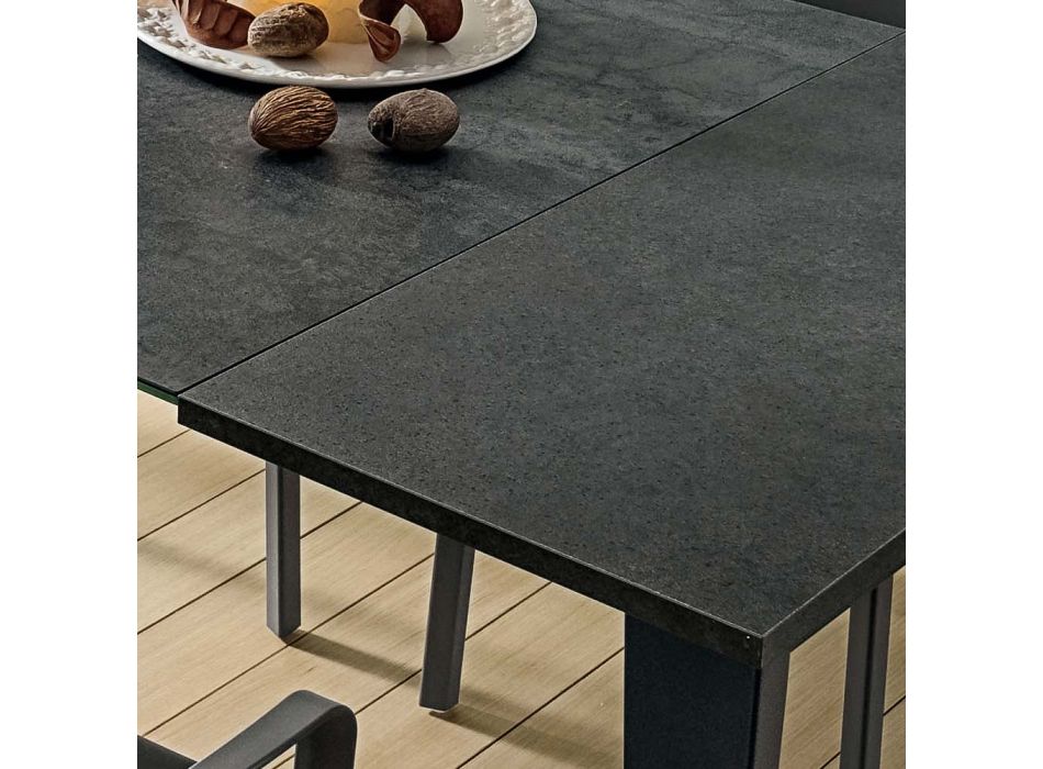 Mesa de cozinha extensível em cerâmica laminada fina fabricada na Itália - Efisto Viadurini