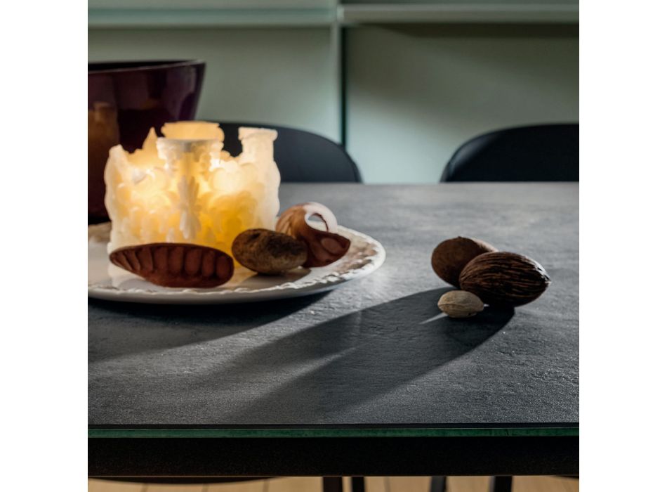 Mesa de cozinha extensível em cerâmica laminada fina fabricada na Itália - Efisto Viadurini