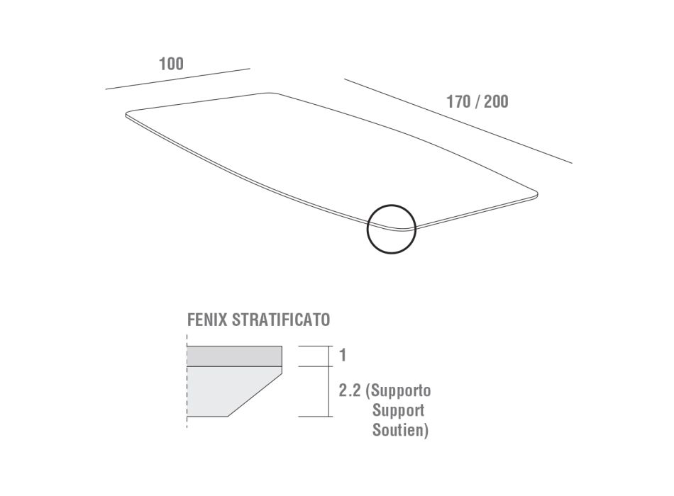 Mesa de cozinha com tampo em barril em Fenix Made in Italy, Luxo - Lingotto Viadurini