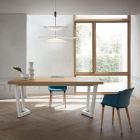 Mesa de cozinha fixa de metal e tampo de madeira made in Italy - Bastiano Viadurini