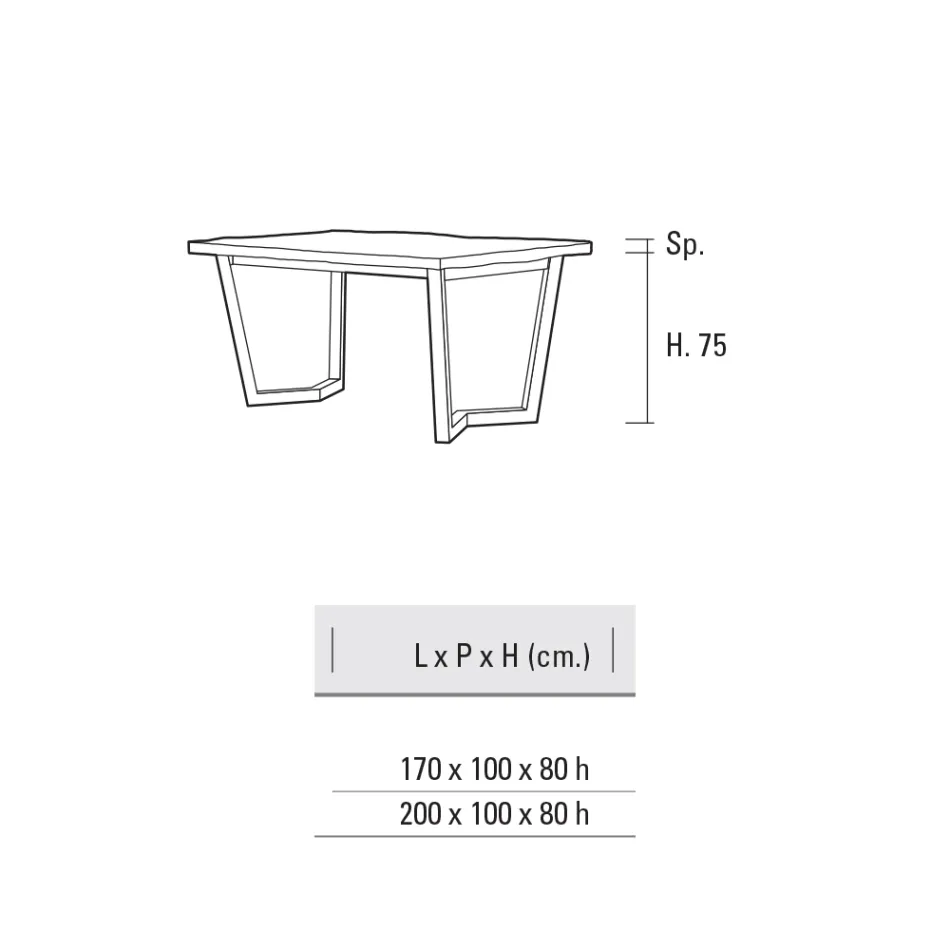 Mesa de cozinha fixa de metal e tampo de madeira made in Italy - Bastiano Viadurini