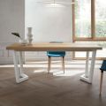 Mesa de cozinha fixa de metal e tampo de madeira made in Italy - Bastiano