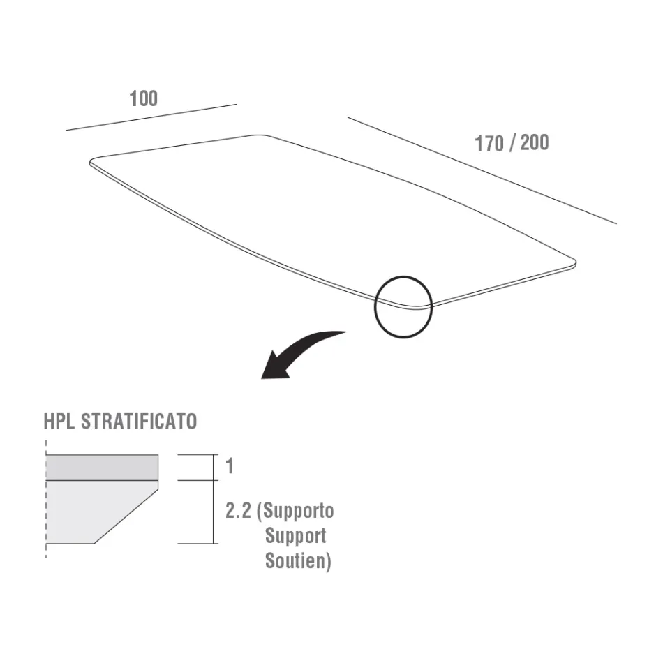 Mesa de cozinha Hpl com base de metal antracite Made in Italy - Aresto Viadurini