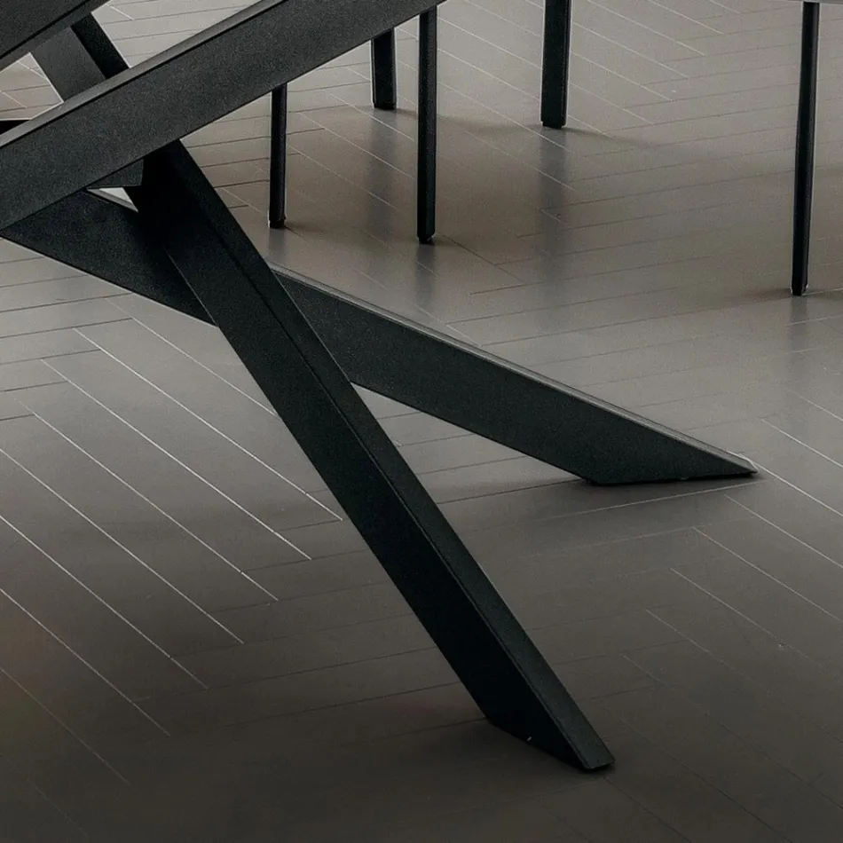 Mesa de Cozinha em Laminam com Estrutura Metálica Made in Italy - Carlino Viadurini