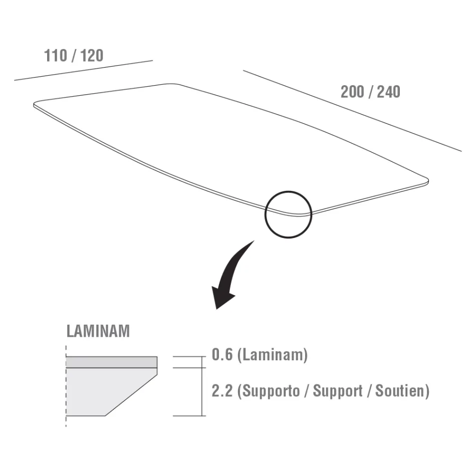 Mesa de Cozinha em Laminam com Estrutura Metálica Made in Italy - Carlino Viadurini