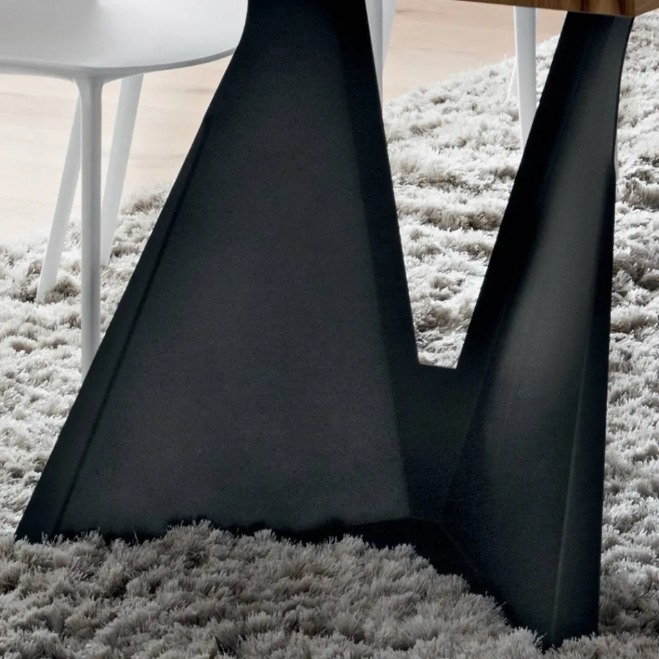 Mesa de Cozinha em Madeira e Metal Fabricada na Itália, Alta Qualidade - Dotto Viadurini