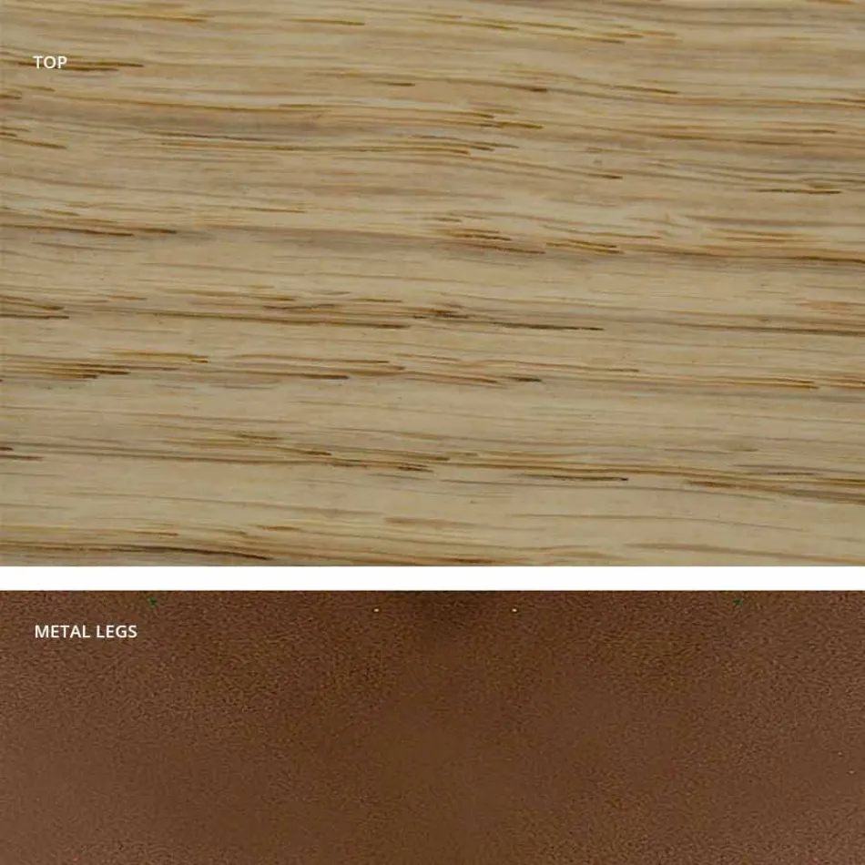 Mesa de cozinha em madeira maciça e metal made in Italy, Flora Viadurini