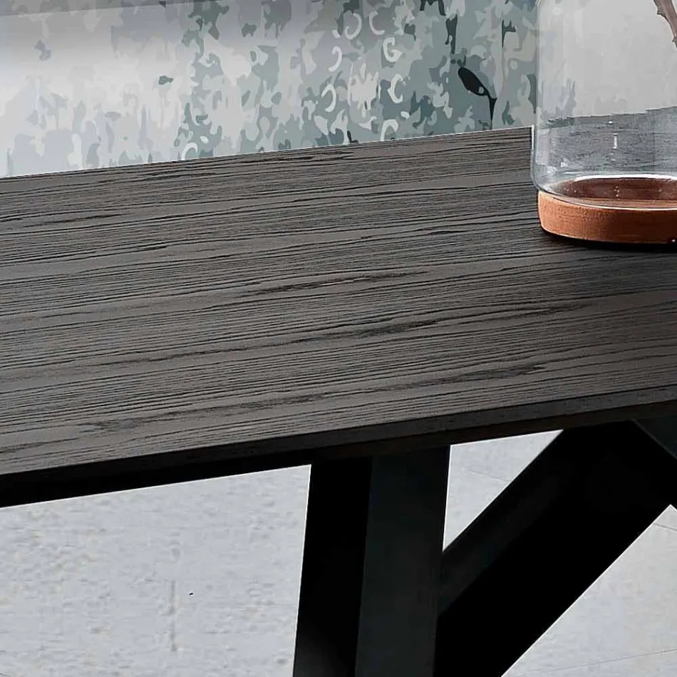 Mesa de cozinha em MDF e metal made in Italy, Wilmer Viadurini