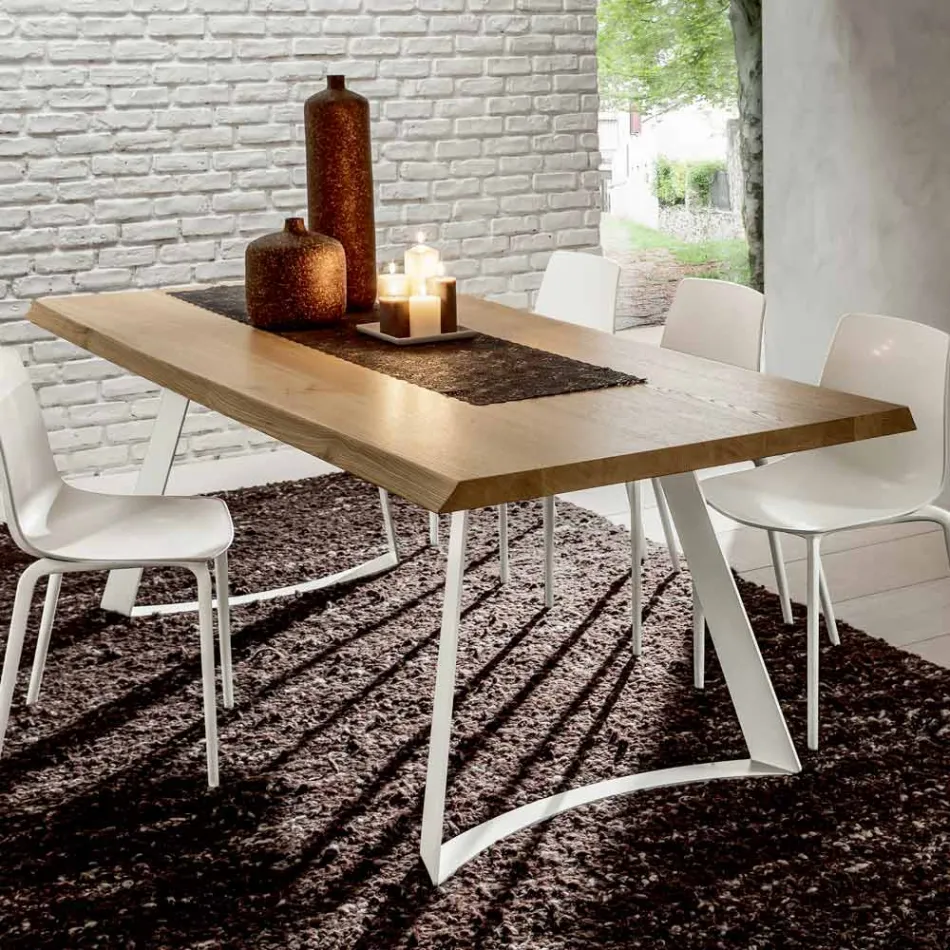 Mesa de Cozinha em Madeira Descascada de Alta Qualidade Fabricada na Itália - Pinóquio Viadurini