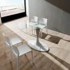 Mesa de Cozinha Luxo em Vidro Temperado e Mármore Fabricado na Itália - Brontolo Viadurini