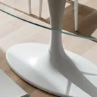 Mesa de Cozinha Luxo em Vidro Temperado e Mármore Fabricado na Itália - Brontolo Viadurini