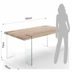 Moderna mesa de cozinha com tampo de MDF e base de vidro, Joey Viadurini