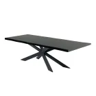 Mesa de cozinha moderna em madeira folheada e aço fabricada na Itália - Grotta Viadurini