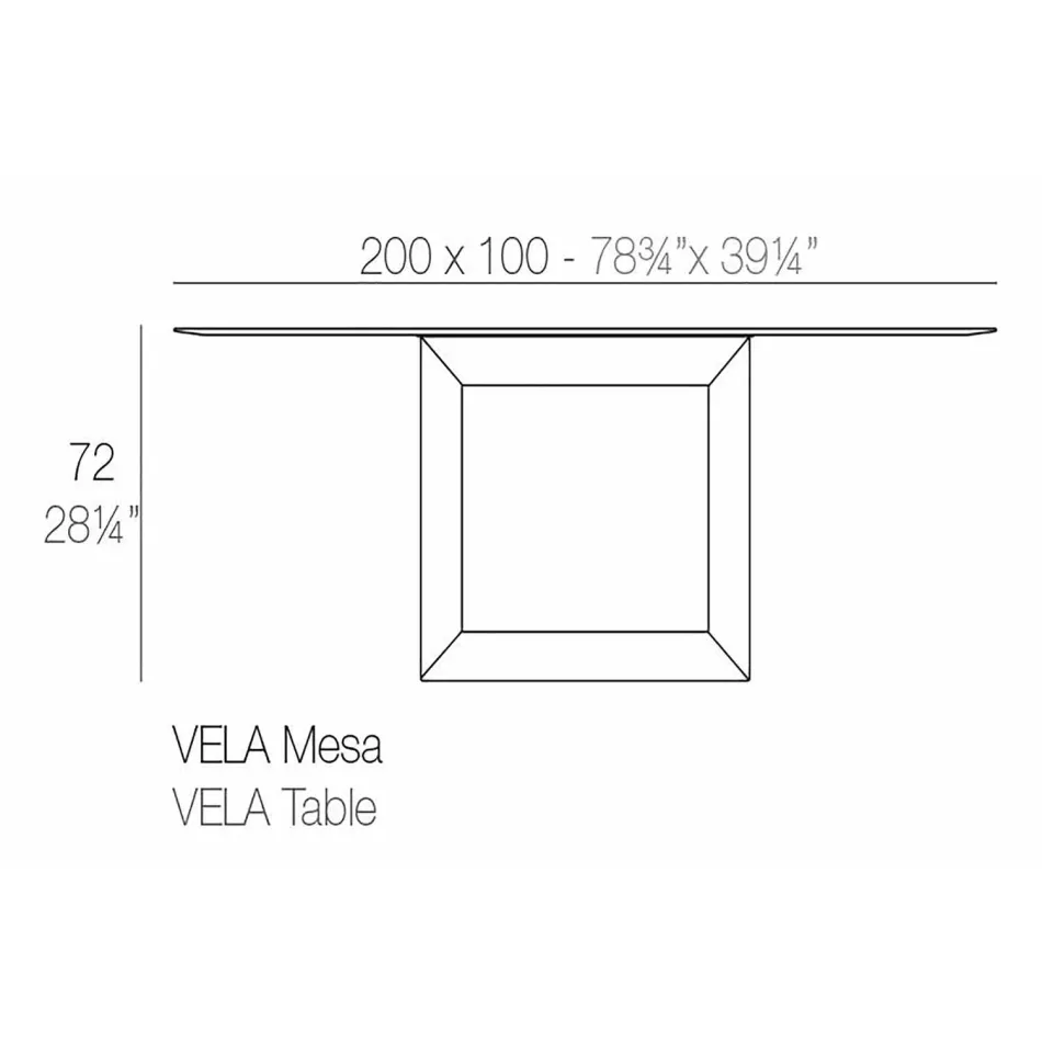 Mesa ao ar livre 200x100 cm Vela by Vondom, em resina de polietileno Viadurini