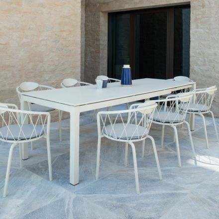 Mesa externa extensível até 250 cm em metal fabricado na Itália - Beverly Viadurini