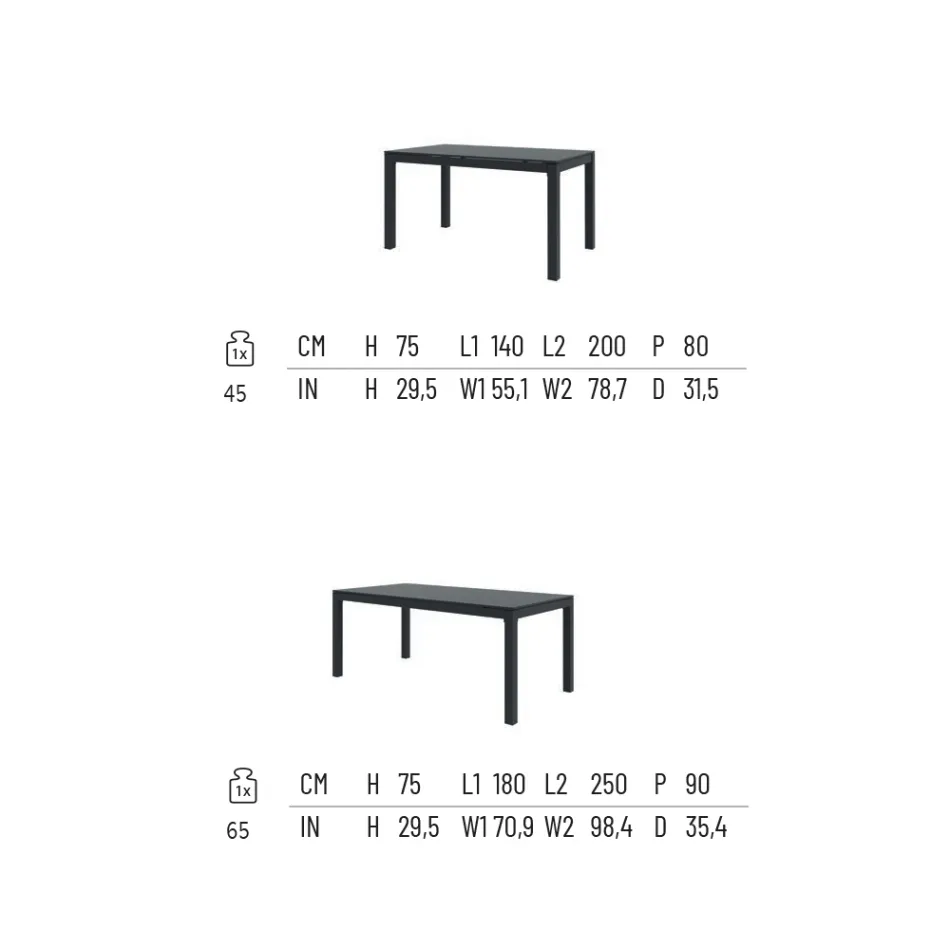 Mesa externa extensível até 250 cm em metal fabricado na Itália - Beverly Viadurini