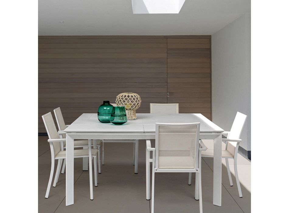 Mesa Exterior Extensível até 160 cm em Alumínio, Homemotion - Andries Viadurini