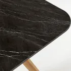 Mesa Externa com Base em Madeira e Tampo em Cerâmica Marquinia Preta - Infinity Viadurini