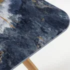 Mesa Externa com Base de Madeira e Tampo de Cerâmica Azul Oceano - Infinity Viadurini