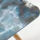 Mesa Externa com Base de Madeira e Tampo em Cerâmica Thunderstorm - Infinity Viadurini