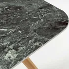 Mesa Externa com Base de Madeira e Tampo em Cerâmica Verde França - Infinity Viadurini